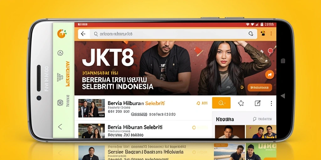 Antarmuka JKT8 yang menarik dan informatif tentang dunia selebriti.