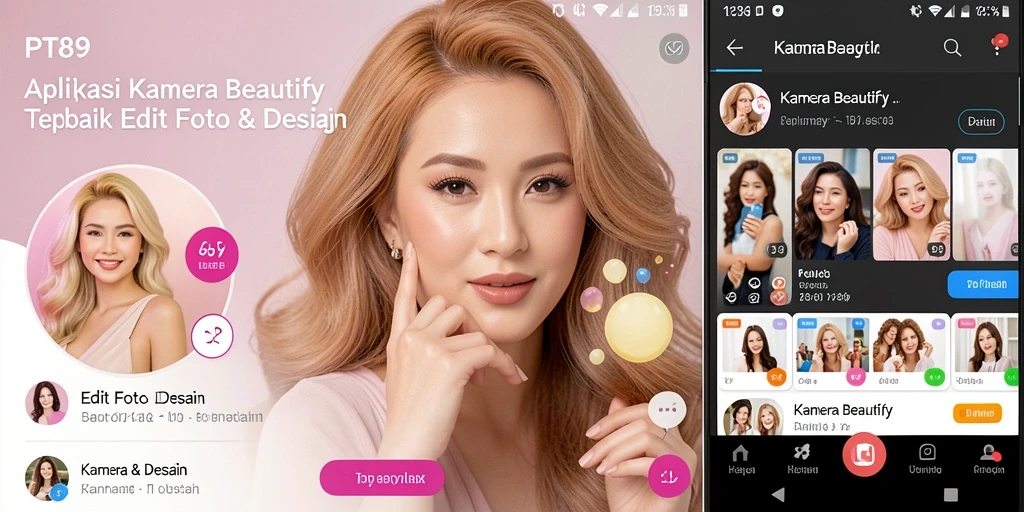 Tampilan antarmuka PT89 dengan fitur Kamera Beautify yang mengesankan.