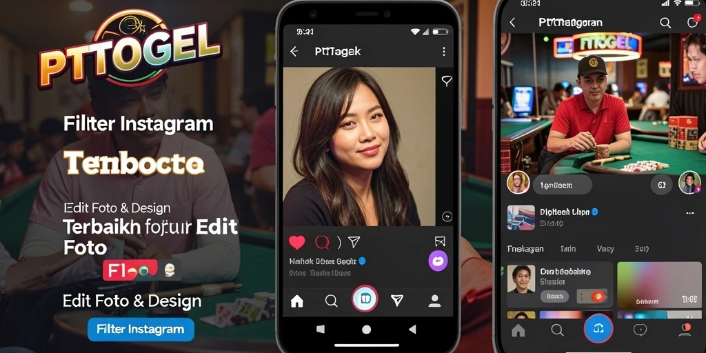 Antarmuka PTTOGEL menampilkan berbagai filter dan efek kreatif untuk foto.