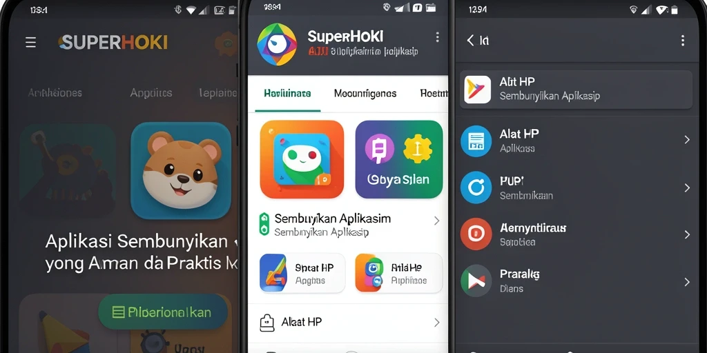 Screenshot utama SUPERHOKI menampilkan antarmuka pengaturan aplikasi yang disembunyikan.