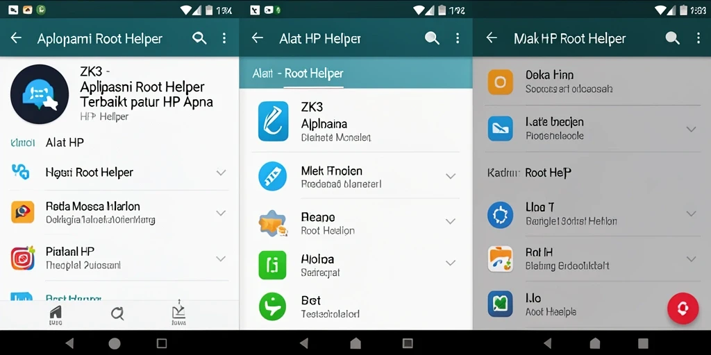 Screenshot antarmuka aplikasi ZK3 yang menampilkan fungsi Root Helper.